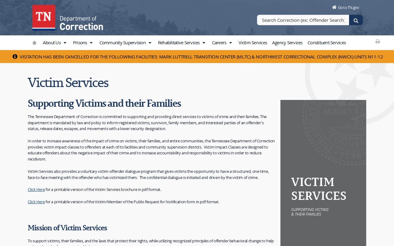 Tennessee DOC VINE information for Fayette County custody searches