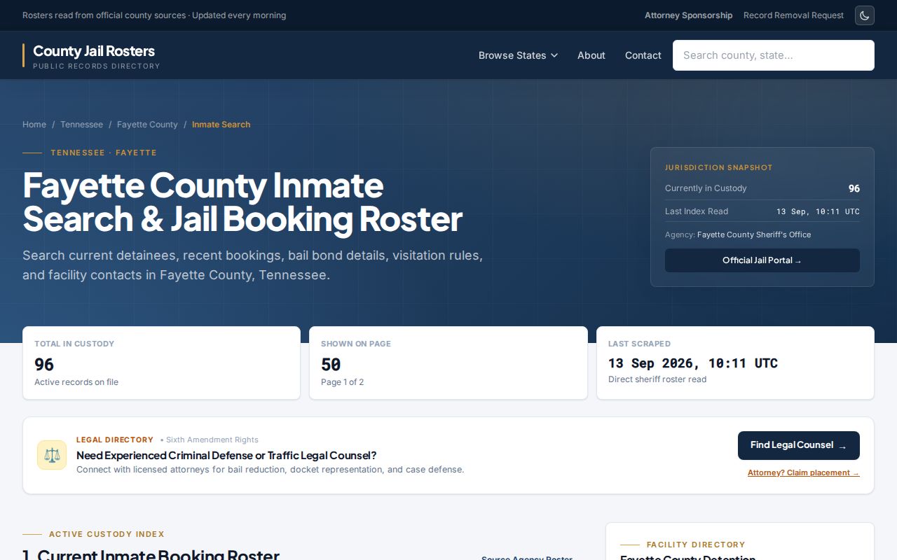 Unofficial Fayette County arrest roster directory